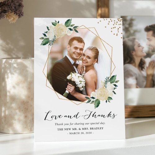 Nature Greenery Floral Wedding Photo Thank You