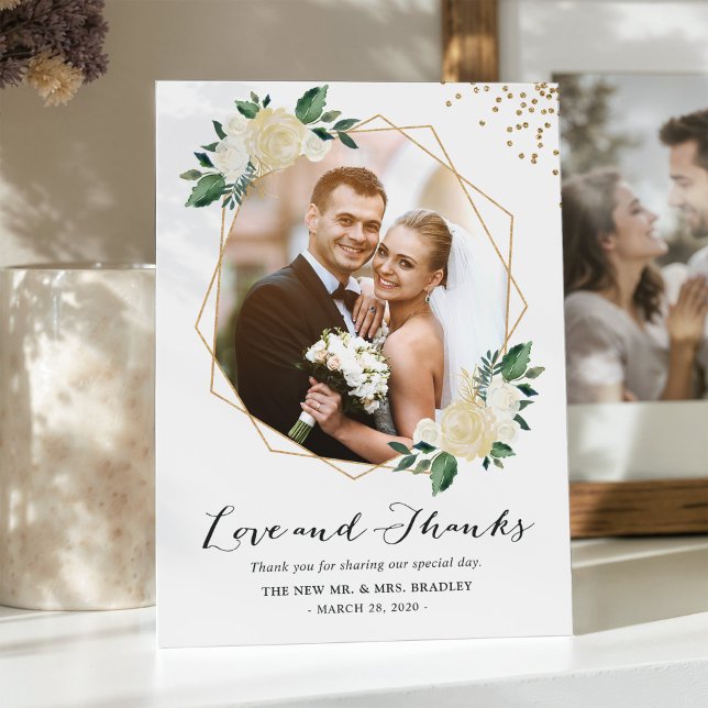 Nature Greenery Floral Wedding Photo Thank You (Creator Uploaded)