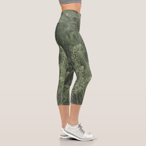 Nature Greenery Soft Sage Forest Green Pattern  Capri Leggings