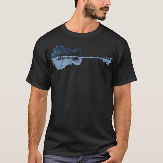Nature Guitar - Musical Notes - Blue T-Shirt (Front)