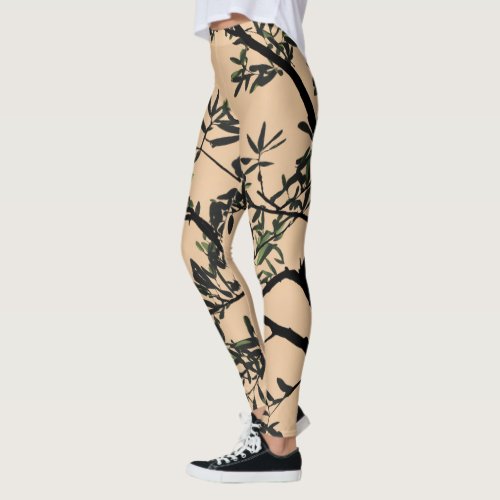 Nature Harmony Branch Pictogram with Leaves Leggings