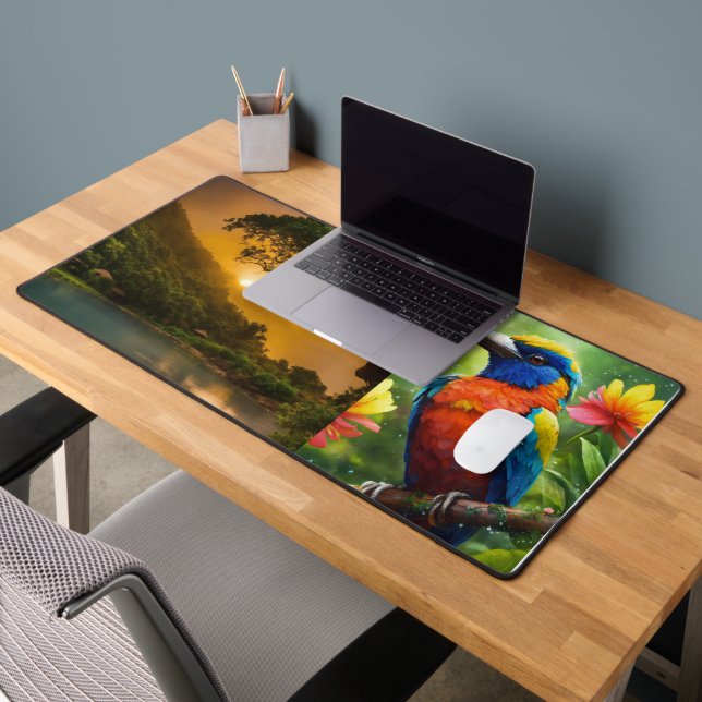 Nature Harmony Desk Mat: Bird & Sunshine. Desk Mat (Office 2)