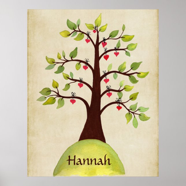 Nature Heart Tree Nursery Kids Room Wall Poster (Front)