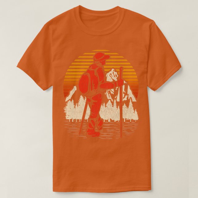 Nature Hiker Adventure Hike Retro Sunset Outdoor H T-Shirt (Design Front)