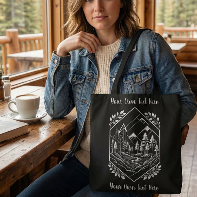 Nature Hiker River Badge Your Text Tote Bag (Nature Hiker River Badge Tote Bag. Perfect everyday adventure bag or unique souvenir!)