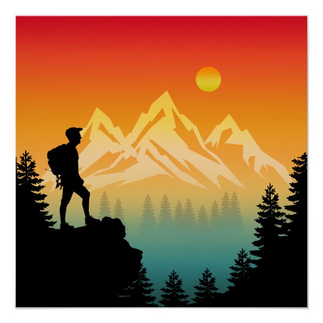 Nature Hiking Mountain Forest Scenery Poster (Front)