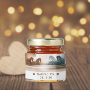 Nature Horses and Hearts Wedding Honey Jar Favors