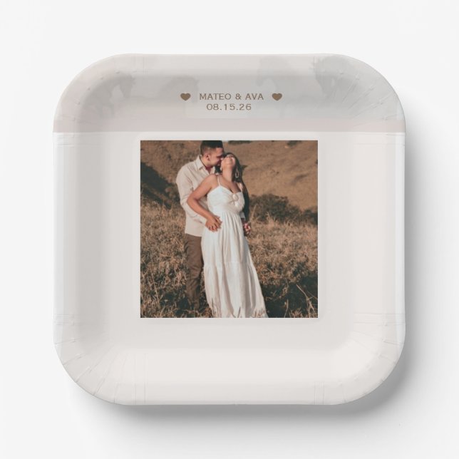Nature Horses Wedding Add Photo Custom Paper Plates (Front)