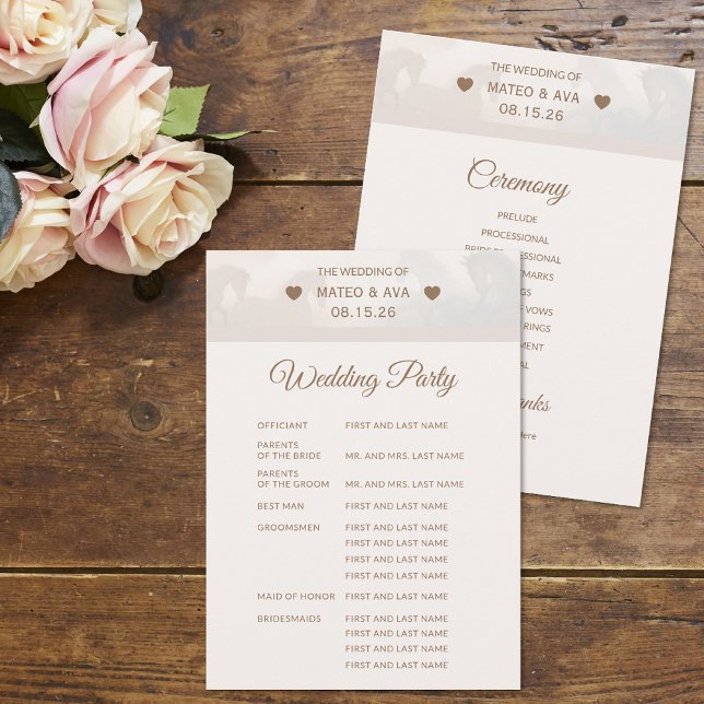 Nature Horses Wedding Custom Program (The front and back of the Nature Horses Full Wedding Program)