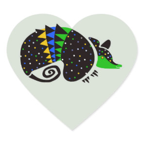 Nature -  I love ARMADILLOS - Brazil - Green Heart Sticker