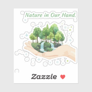 Nature in Our Hands Watercolor Environmental Art Sticker