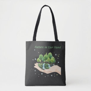 Nature in Our Hands Watercolor Environmental Art Tote Bag