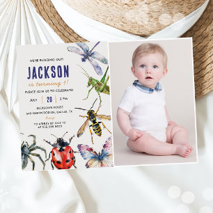 Nature Insect Bugs 1st Birthday Party  Invitation