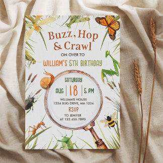 Nature Insect Bugs Birthday Party Invitation