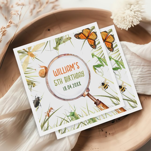 Nature Insect Bugs Birthday Party Napkins (Creator Uploaded)