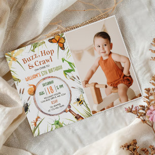 Nature Insect Bugs Birthday Party Photo Invitation
