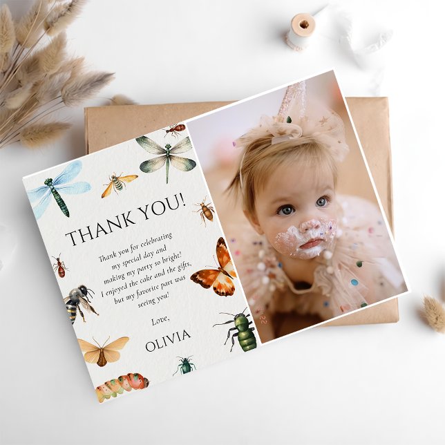 Nature Insect Bugs Birthday Photo Thank You Card (Creator Uploaded)