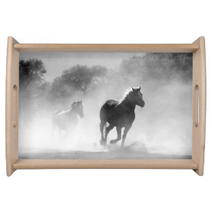 Nature Inspirations Horses in Black and White Serving Tray