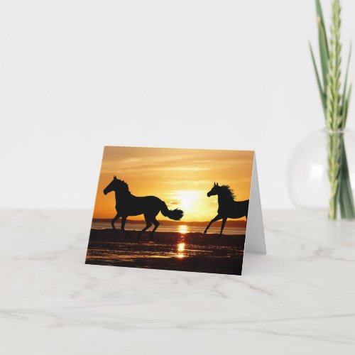 Nature Inspirations Horses Silhouetted in Sunset Note Card