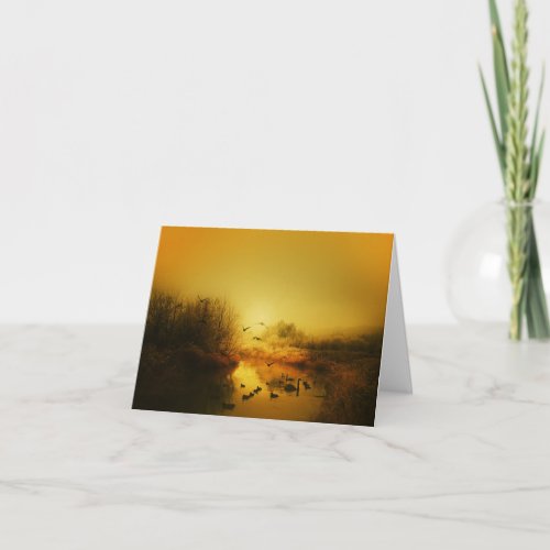 Nature Inspirations Swans Greet the Sunrise Note Card