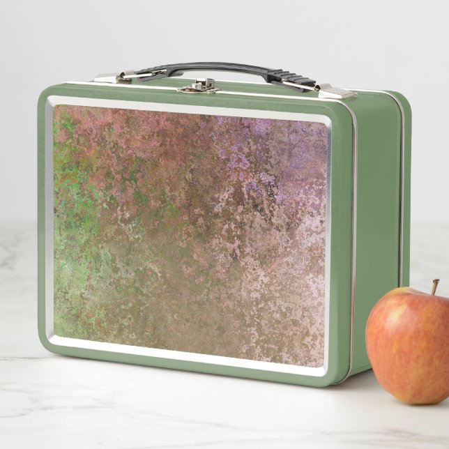 Nature Inspired Abstract Alcohol Ink  Metal Lunch Box (In Situ)
