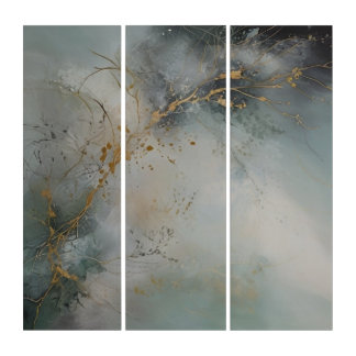 Nature-Inspired Abstract Art with Gold Leaf