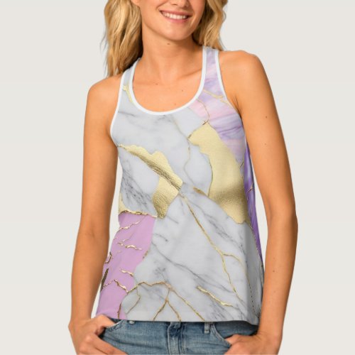 Nature_Inspired Abstract with Golden Accents Tank Top