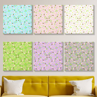 Nature inspired blooms and critters canvas photo tile