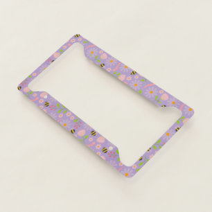 Nature inspired blooms and critters license plate frame