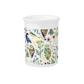 Nature-Inspired Botanical Pattern Decorative Throw Beverage Pitcher