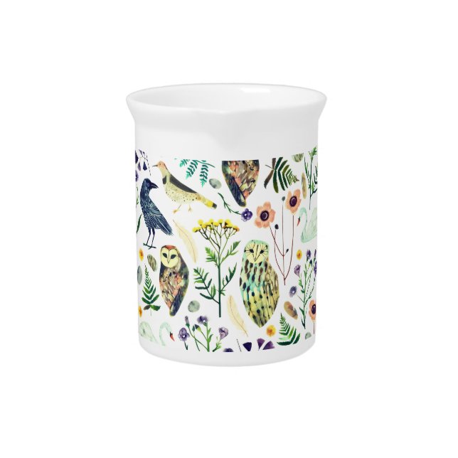 Nature-Inspired Botanical Pattern Decorative Throw Beverage Pitcher (Front)
