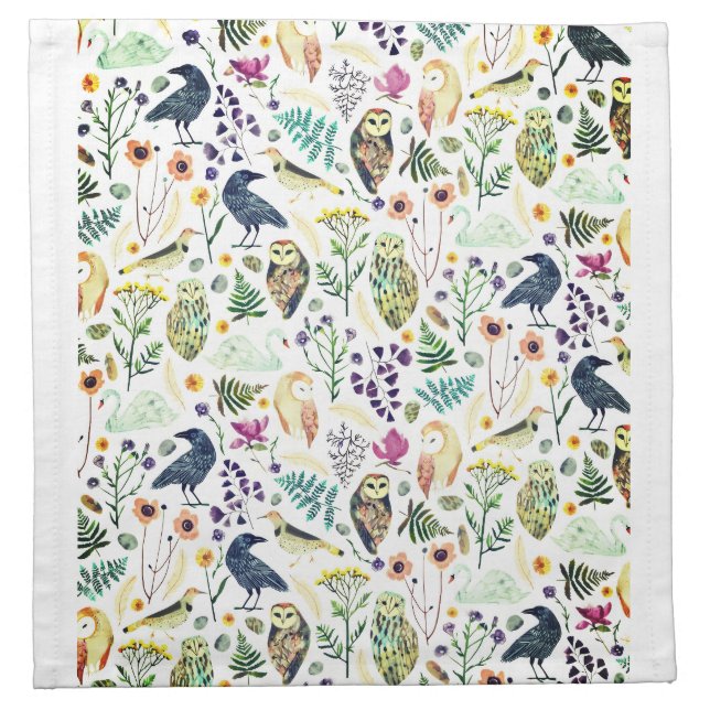 Nature-Inspired Botanical Pattern Decorative Throw Cloth Napkin (Front)