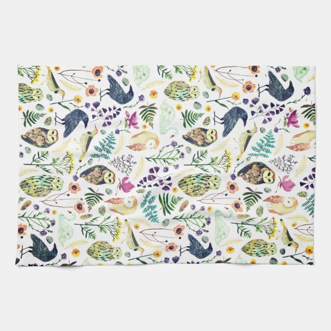 Nature-Inspired Botanical Pattern Decorative Throw Kitchen Towel (Horizontal)