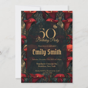 Nature Inspired Call Lilies Sparkle 10Th Birthday Invitation