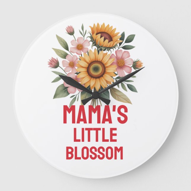 Nature-Inspired Colorful Sunflower Nursery  Large Clock (Front)