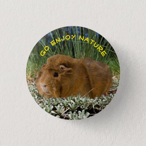 Nature Inspired Cute Guinea Pig Photo Template Button