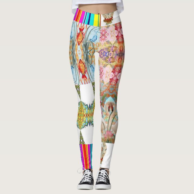 NATURE-INSPIRED DESIGNER COLLAGE LEGGINGS (Front)