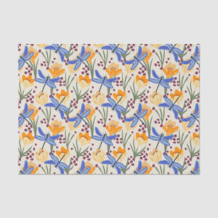 Nature-Inspired  Dragonfly and Crocus Floral  Tissue Paper