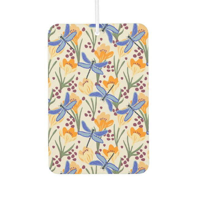 Nature-Inspired Dragonfly and Crocus Florals Air Freshener (Front)