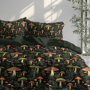 Nature-Inspired Duvet Mushrooms & Mossy Greens Cover