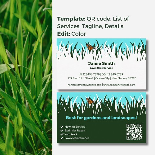 Nature_Inspired Elegance with Butterfly Lawn Care Business Card