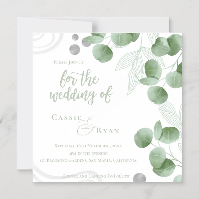 Nature-Inspired Eucalyptus Wedding invitation (Front)