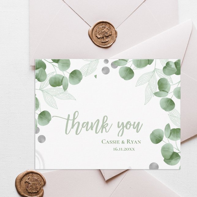 Nature-Inspired Eucalyptus Wedding Thank you Postcard (Nature-Inspired Eucalyptus Wedding Thank you Postcard)