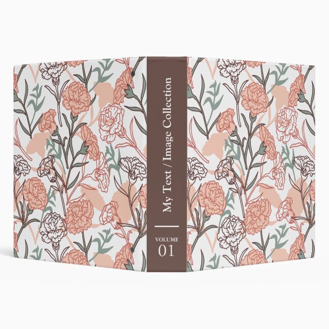 Nature Inspired Floral: Carnation Flower Pattern 3 Ring Binder (Background)
