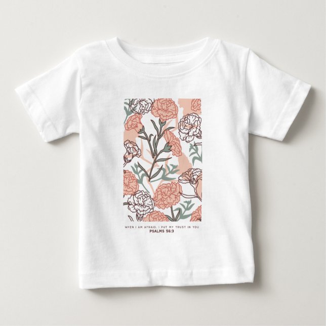 Nature Inspired Floral: Carnation Flower Pattern Baby T-Shirt (Front)