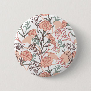 Nature Inspired Floral: Carnation Flower Pattern Button