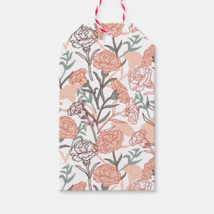 Nature Inspired Floral: Carnation Flower Pattern Gift Tags