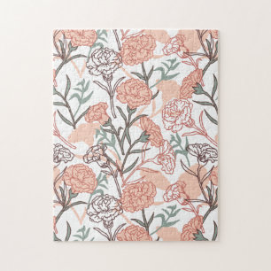 Nature Inspired Floral: Carnation Flower Pattern Jigsaw Puzzle