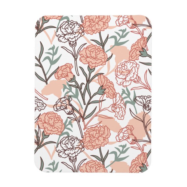 Nature Inspired Floral: Carnation Flower Pattern Magnet (Vertical)