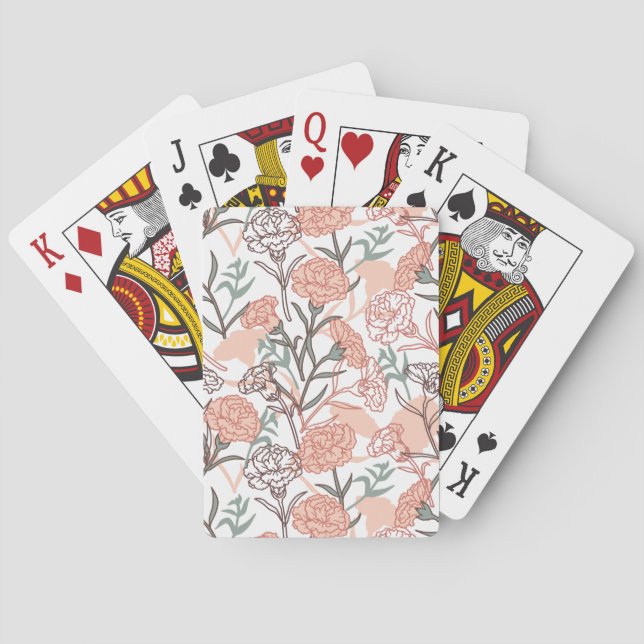 Nature Inspired Floral: Carnation Flower Pattern Poker Cards (Back)